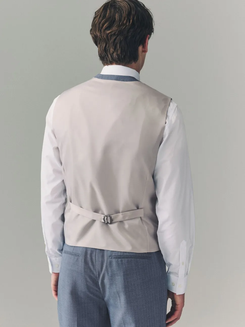 Light Blue Textured Suit Waistcoat