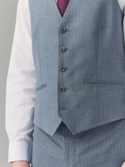Light Blue Textured Suit Waistcoat