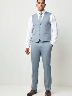 Light Blue Textured Suit Waistcoat