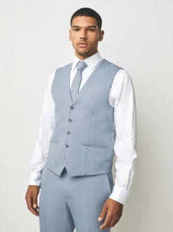 Light Blue Textured Suit Waistcoat