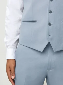 Light Blue Textured Suit Waistcoat
