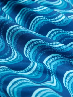 Light Blue Wave Printed Swim Shorts