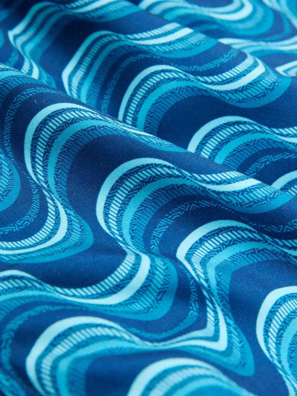 Light Blue Wave Printed Swim Shorts