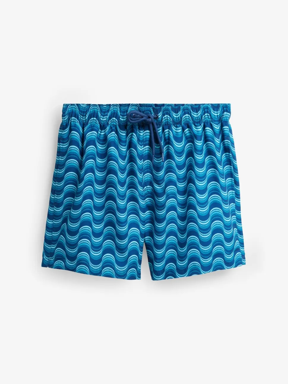 Light Blue Wave Printed Swim Shorts