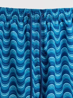 Light Blue Wave Printed Swim Shorts