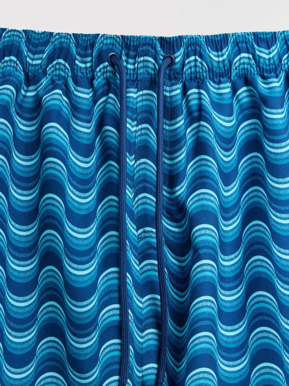 Light Blue Wave Printed Swim Shorts