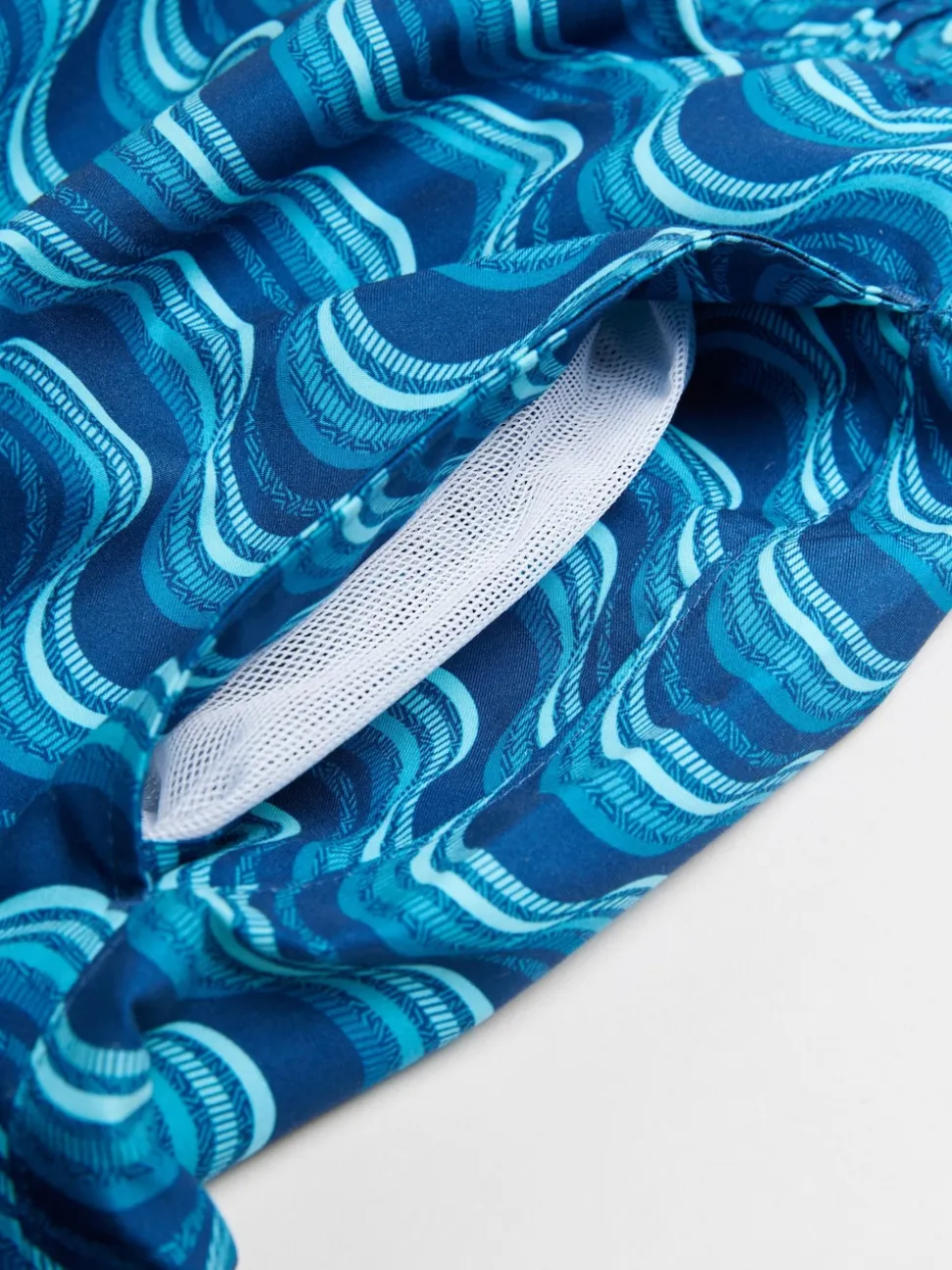 Light Blue Wave Printed Swim Shorts