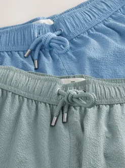 Light Blue/Sage Green Seersucker Swim Shorts