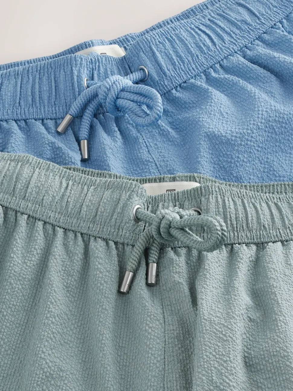 Light Blue/Sage Green Seersucker Swim Shorts