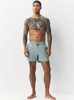 Light Blue/Sage Green Seersucker Swim Shorts