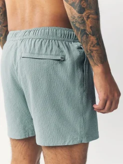 Light Blue/Sage Green Seersucker Swim Shorts