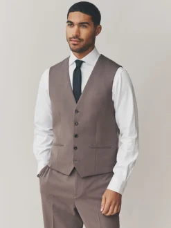 Light Brown Regular Fit Motionflex Stretch Waistcoat