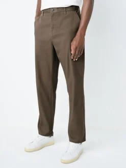Light Brown Regular Tapered Fit Stretch Chinos Trousers