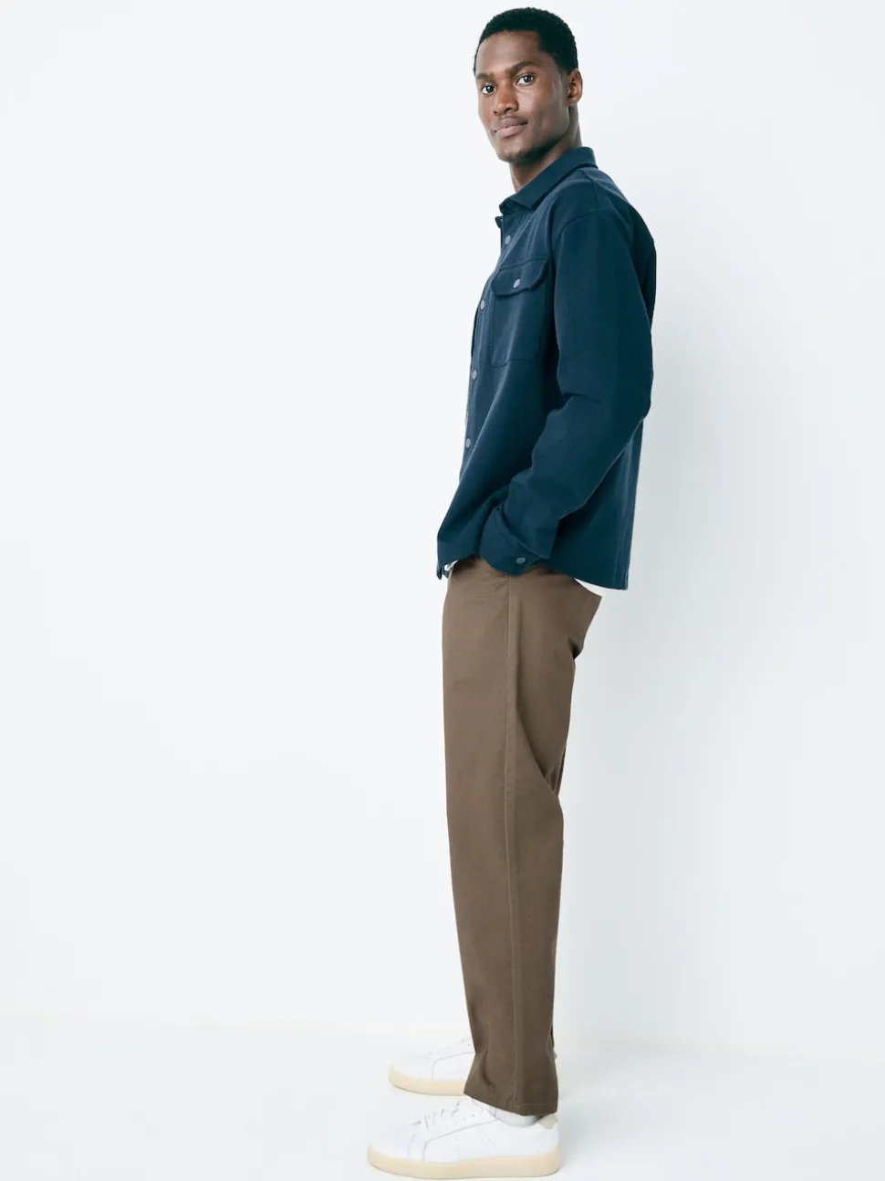 Light Brown Regular Tapered Fit Stretch Chinos Trousers