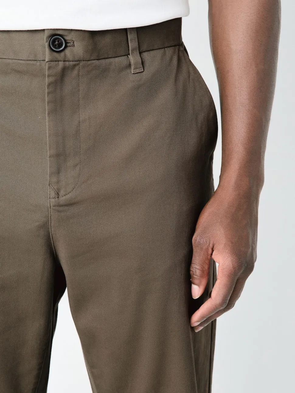 Light Brown Regular Tapered Fit Stretch Chinos Trousers