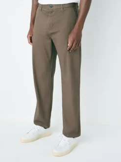 Light Brown Straight Fit Stretch Chinos Trousers