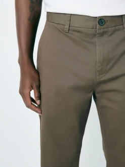 Light Brown Straight Fit Stretch Chinos Trousers