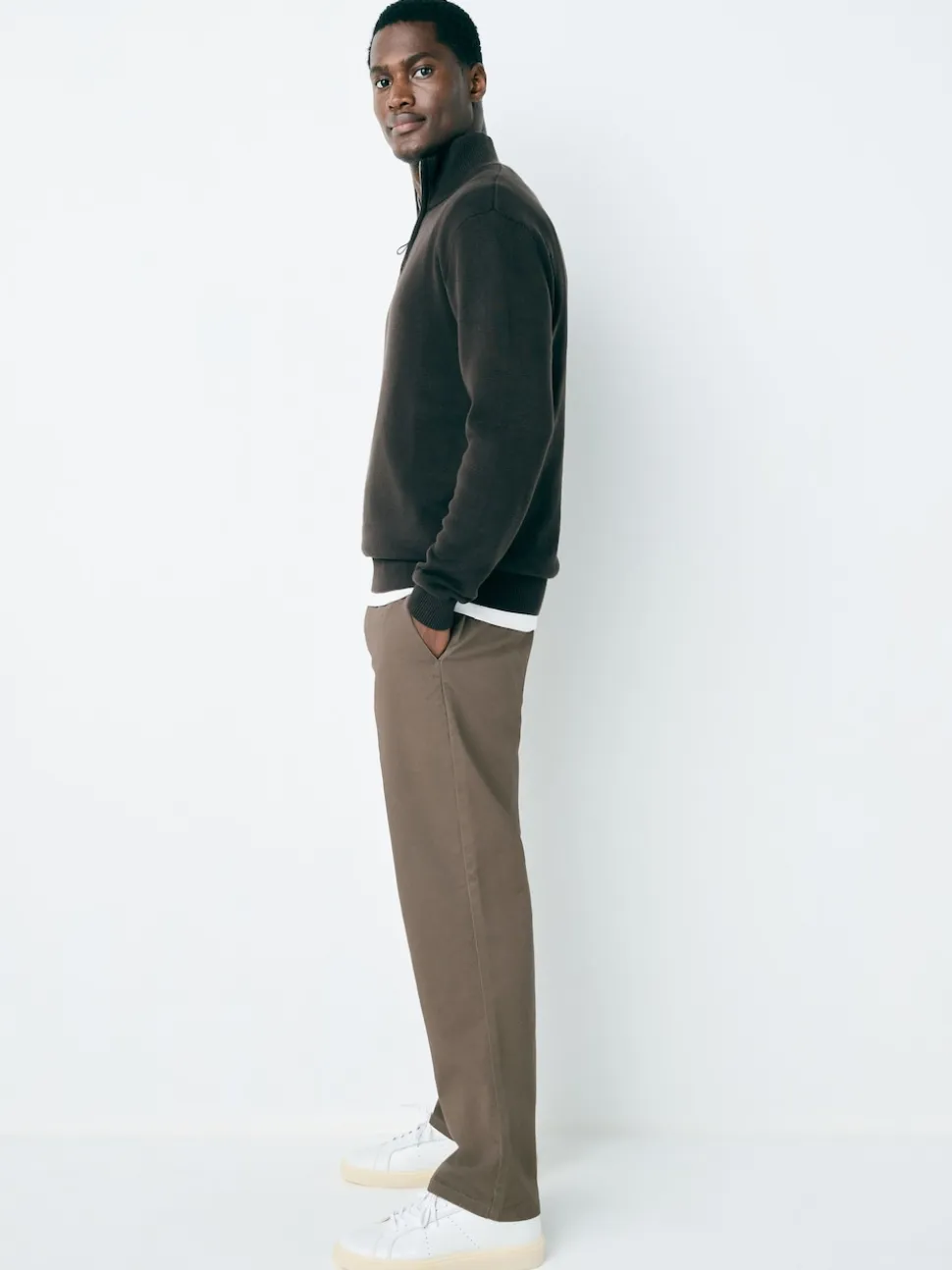 Light Brown Straight Fit Stretch Chinos Trousers