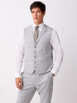 Light Grey Check Suit Waistcoat