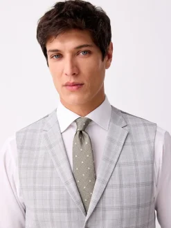 Light Grey Check Suit Waistcoat