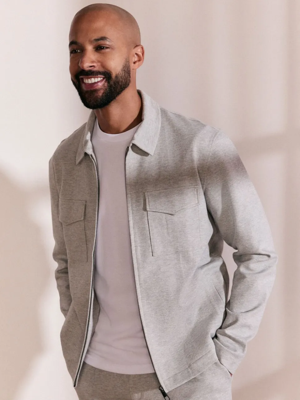 Light Grey Co-ord Jersey Jacket & Trousers 2 Pack Set