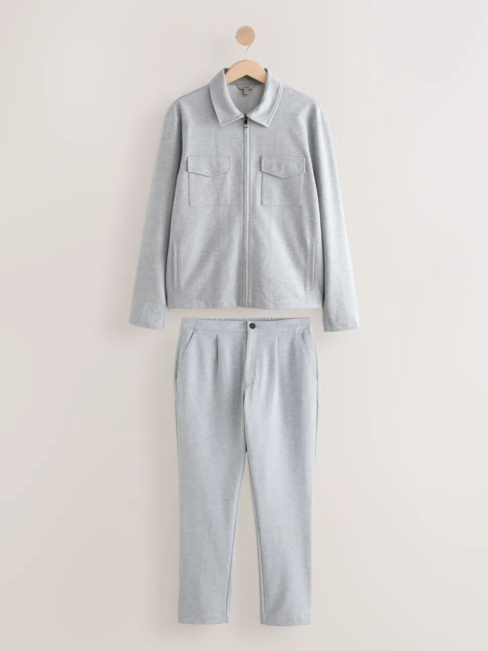 Light Grey Co-ord Jersey Jacket & Trousers 2 Pack Set