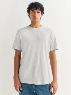 Light Grey Marl Regular Fit Essential Crew Neck Cotton T-Shirt