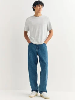 Light Grey Marl Regular Fit Essential Crew Neck Cotton T-Shirt