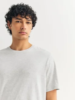 Light Grey Marl Regular Fit Essential Crew Neck Cotton T-Shirt