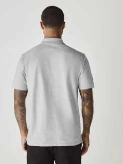 Light Grey Marl Regular Fit Short Sleeve Pique Polo Shirt