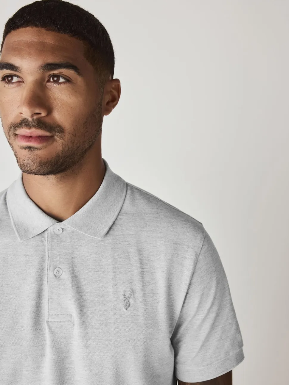 Light Grey Marl Regular Fit Short Sleeve Pique Polo Shirt