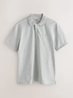 Light Grey Marl Regular Fit Short Sleeve Pique Polo Shirt