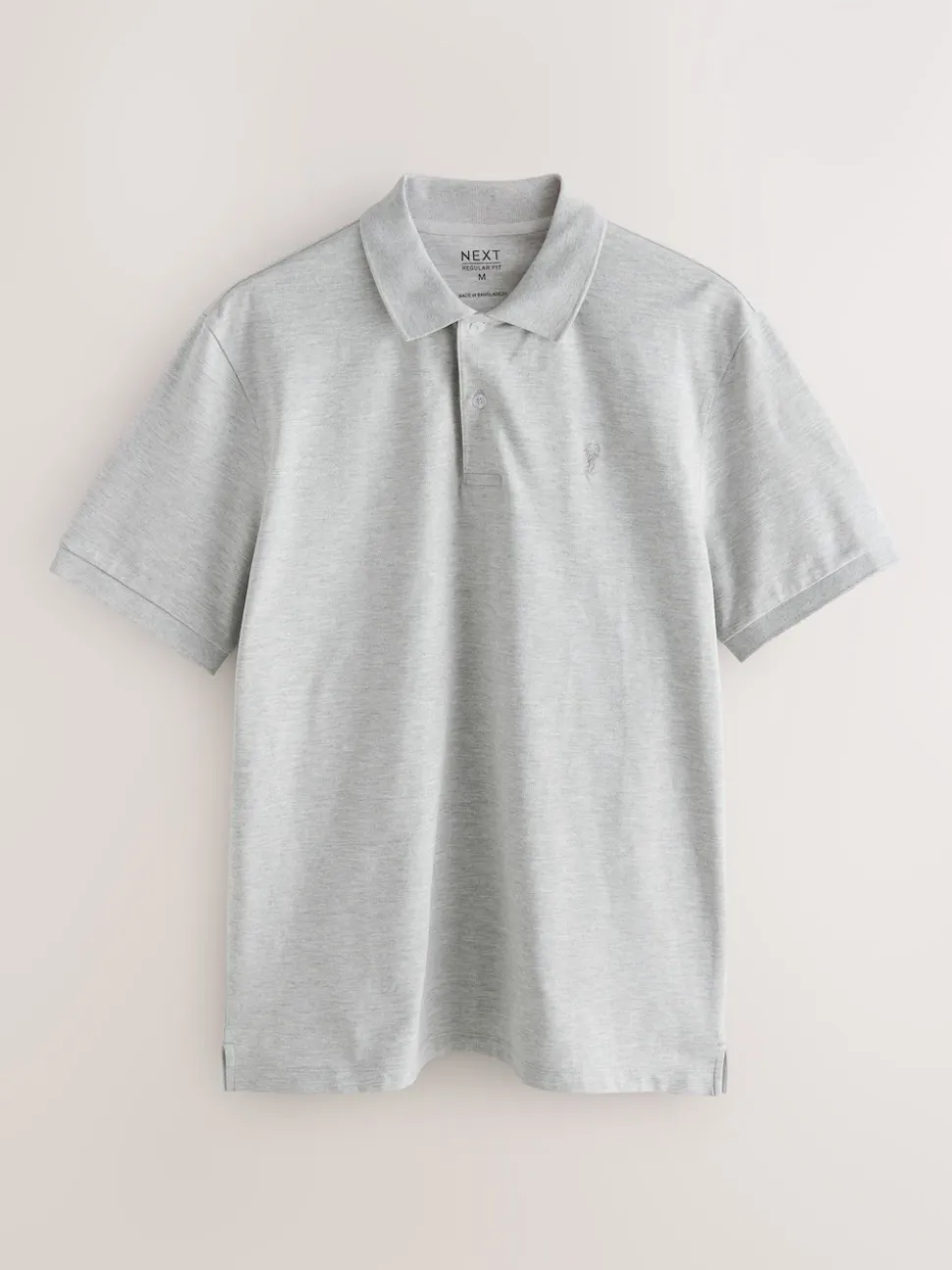 Light Grey Marl Regular Fit Short Sleeve Pique Polo Shirt