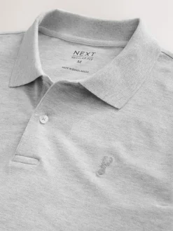 Light Grey Marl Regular Fit Short Sleeve Pique Polo Shirt