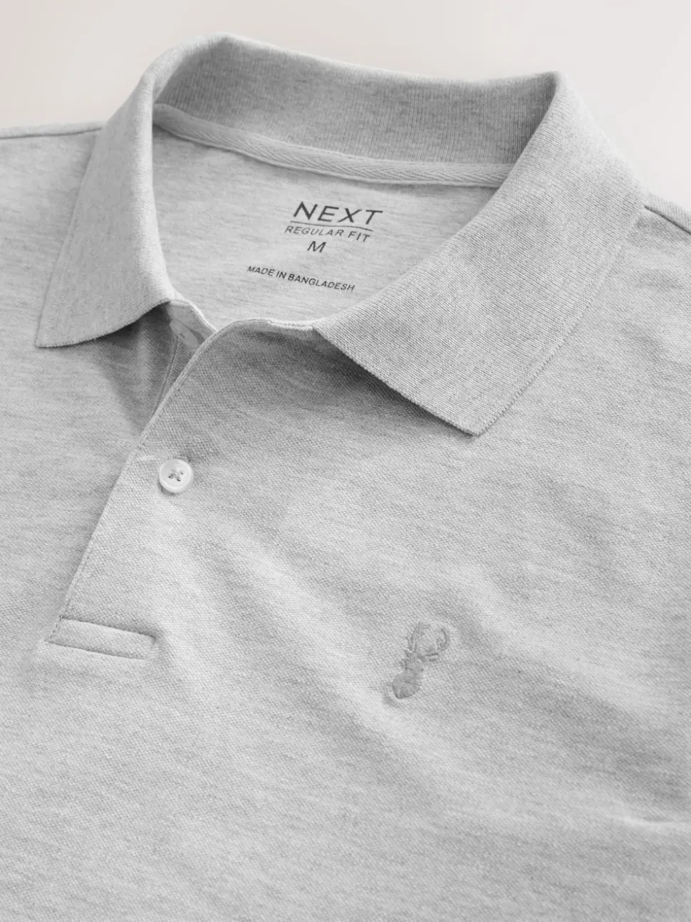 Light Grey Marl Regular Fit Short Sleeve Pique Polo Shirt