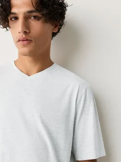 Light Grey Marl Regular Fit Essential V-Neck T-Shirt
