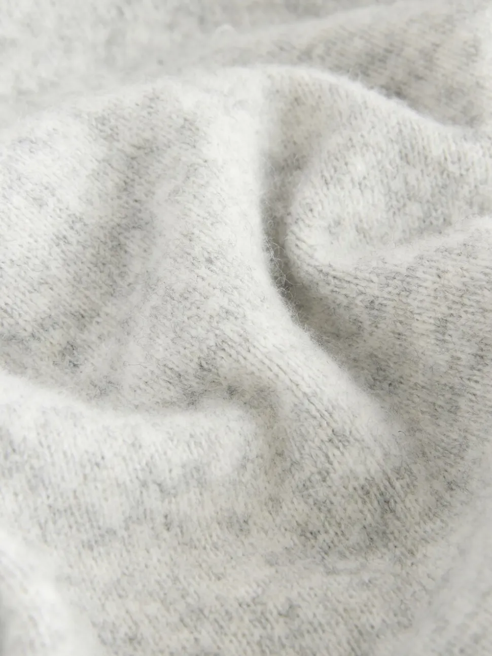 Light Grey Marl Relaxed Fit Cosy Knitted Hoodie with Wool