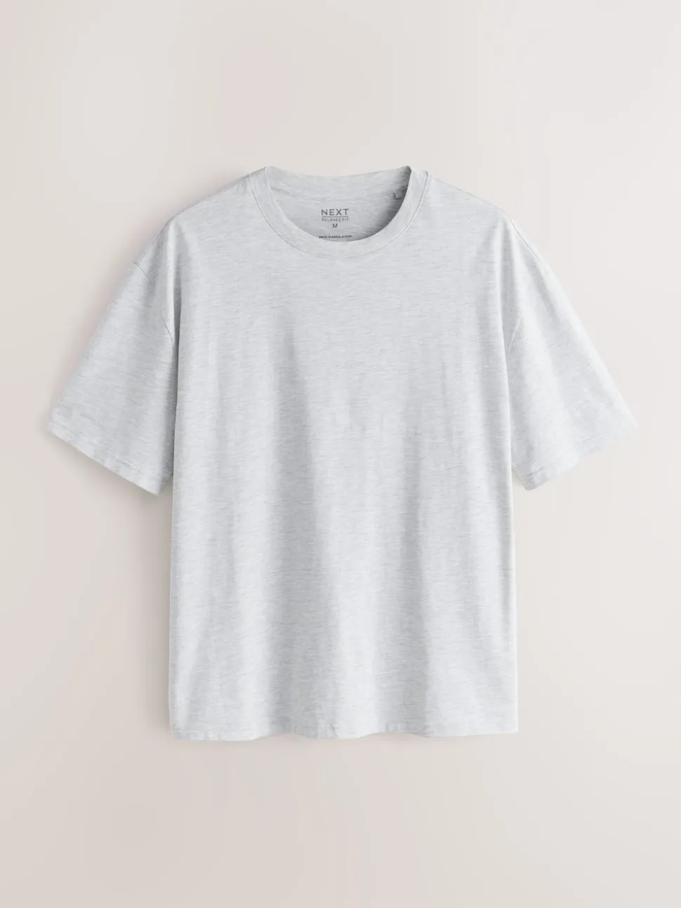 Light Grey Marl Relaxed Fit Essential Crew Neck Cotton T-Shirt