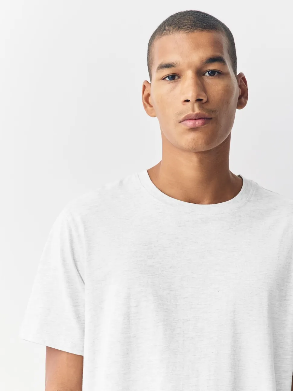 Light Grey Marl Slim Fit Essential Crew Neck Cotton T-Shirt