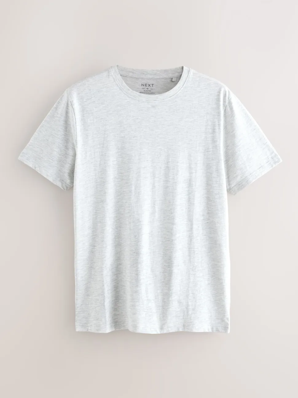 Light Grey Marl Slim Fit Essential Crew Neck Cotton T-Shirt