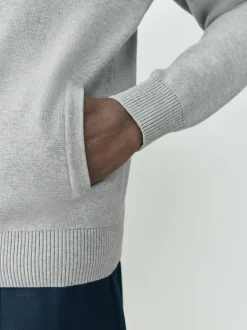 Light Grey N.Premium Regular Fit 100% Cotton Premium Zip-Through Cardigan