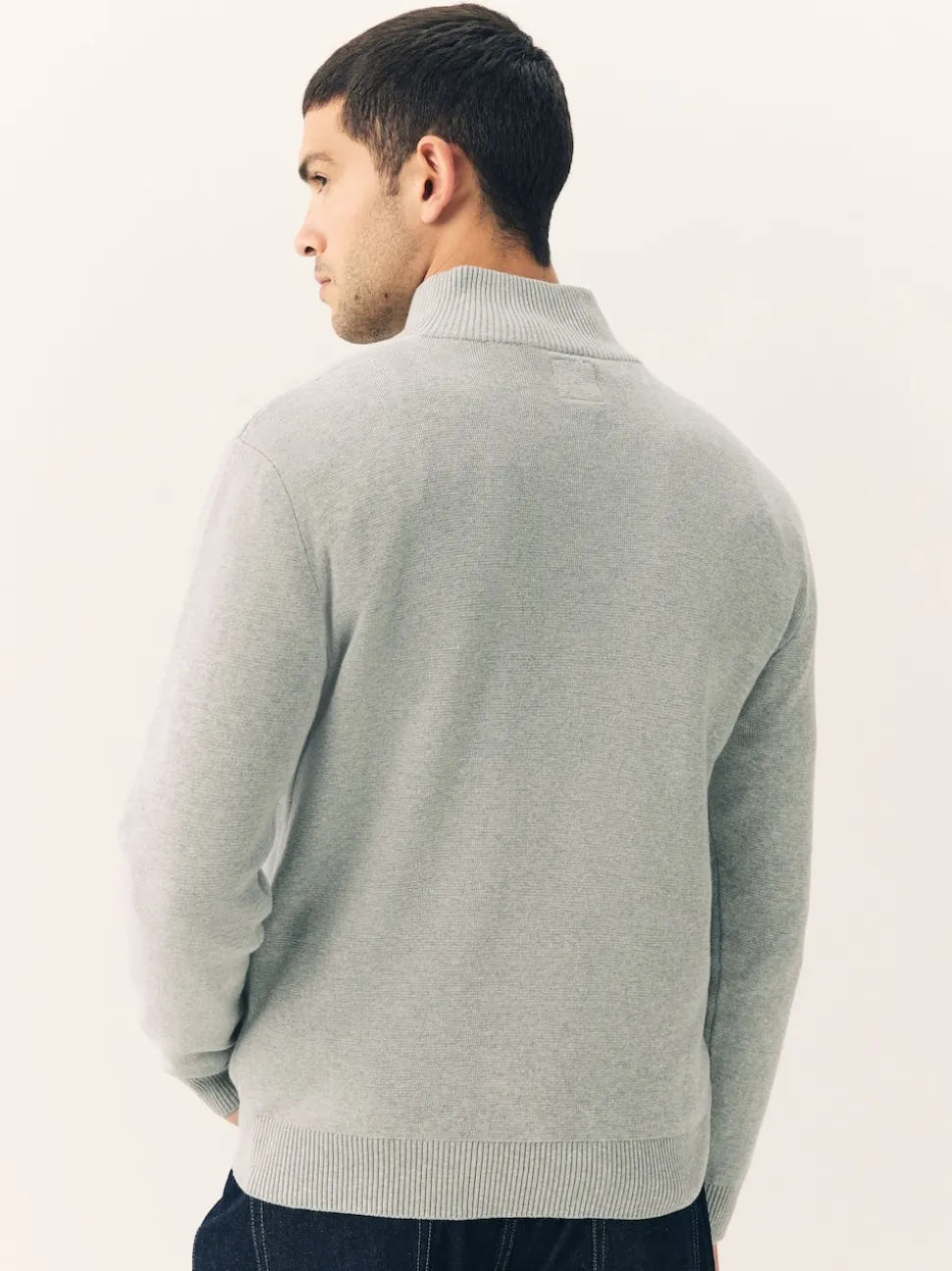 Light Grey Plain N.Premium Regular Fit 100% Cotton Premium Quarter Zip Jumper