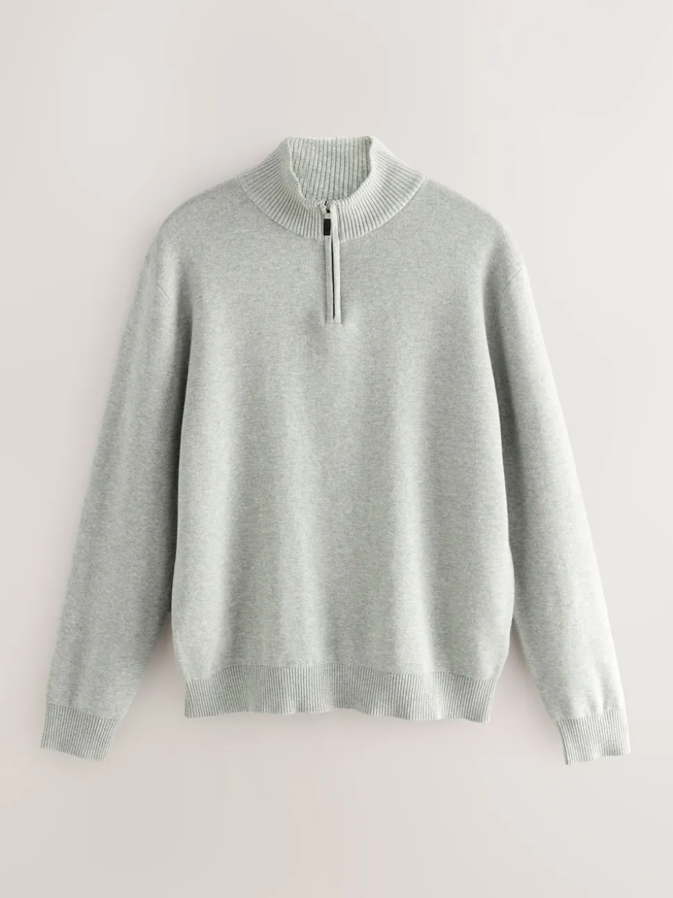 Light Grey Plain N.Premium Regular Fit 100% Cotton Premium Quarter Zip Jumper