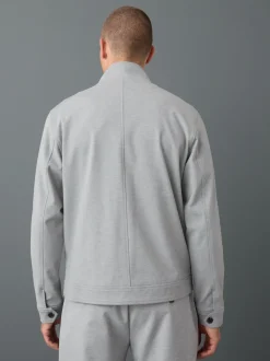 Light Grey Premium Smart Funnel Neck Zip Through With Wool