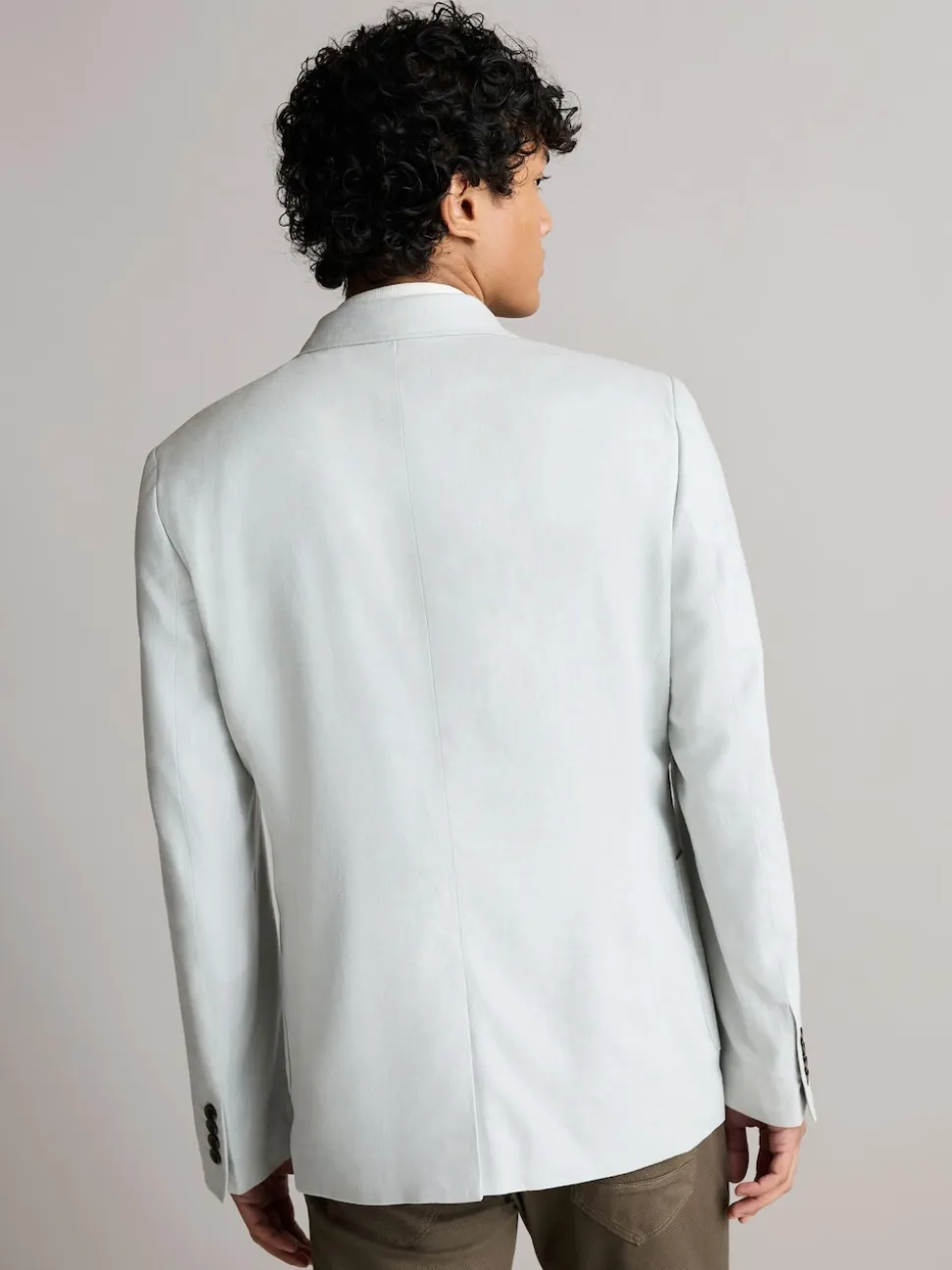 Light Grey Regular Fit Linen Blend Blazer