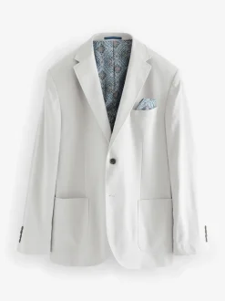 Light Grey Regular Fit Linen Blend Blazer