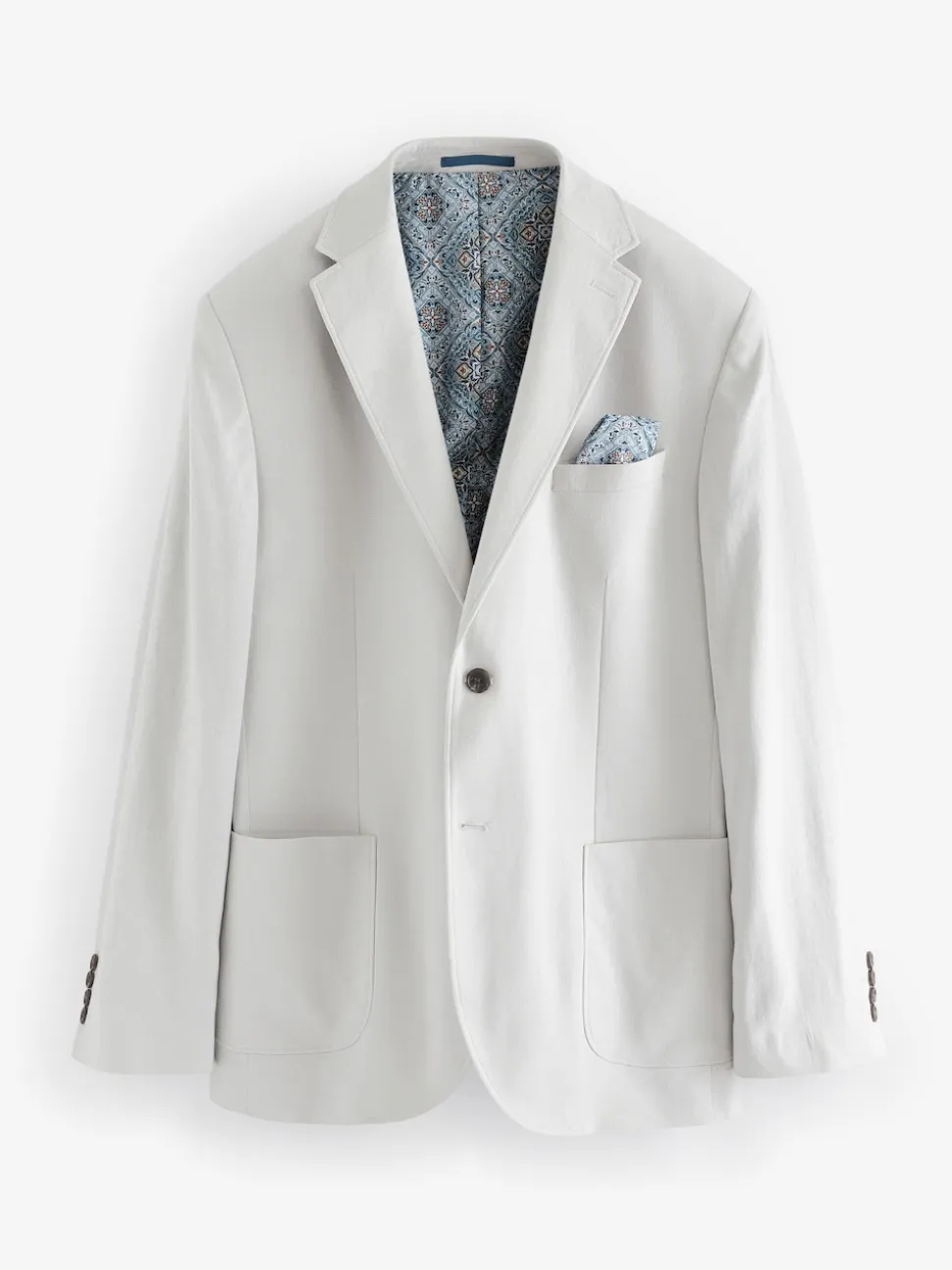 Light Grey Regular Fit Linen Blend Blazer