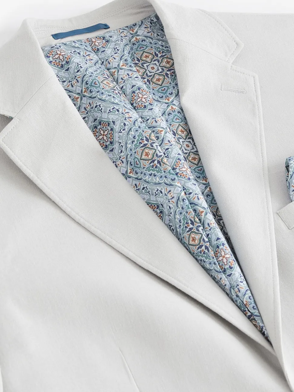 Light Grey Regular Fit Linen Blend Blazer
