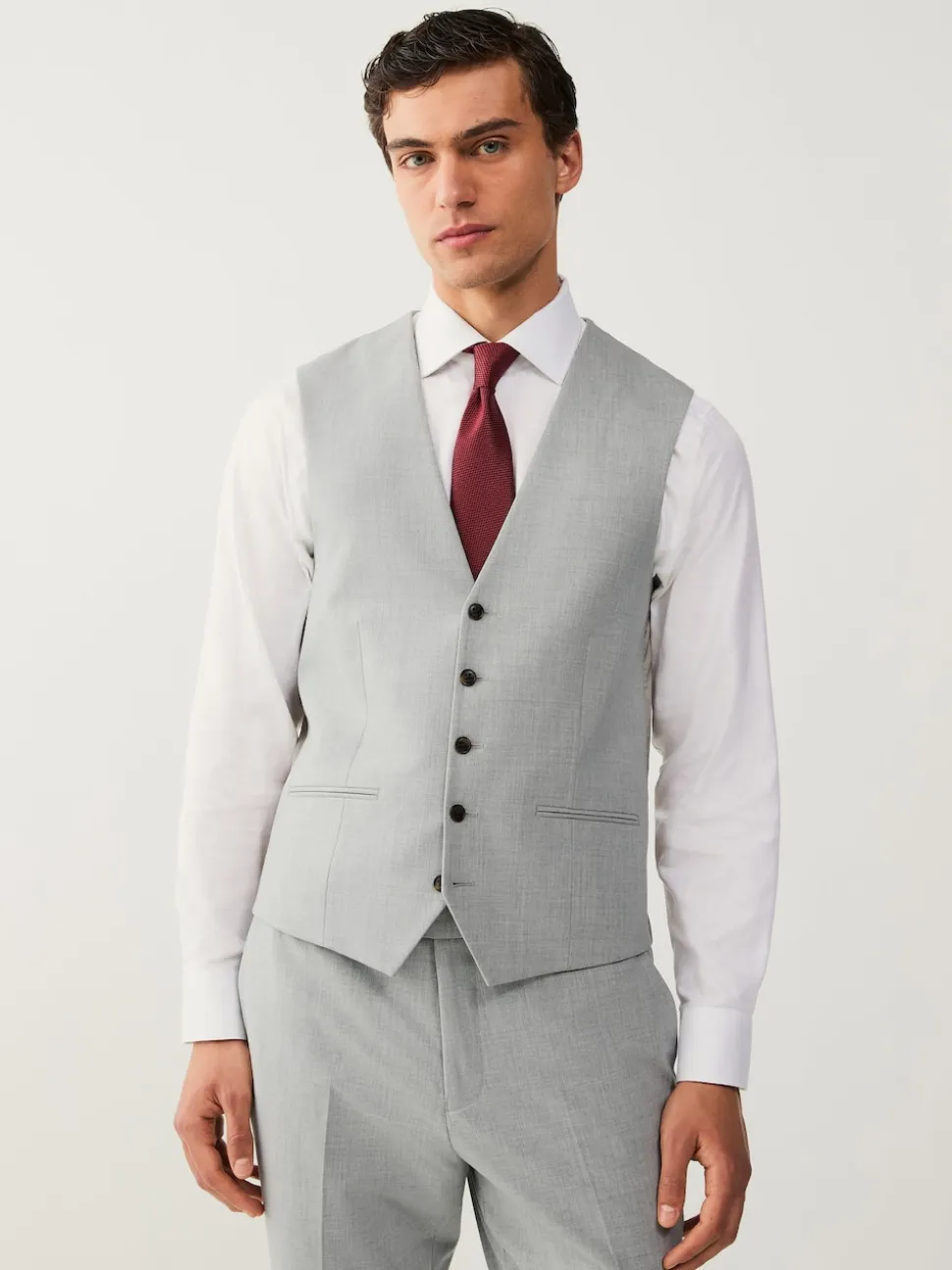 Light Grey Regular Fit Motionflex Stretch Waistcoat