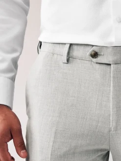 Light Grey Regular Fit Motionflex Stretch Suit Trousers